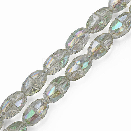 Electroplate Transparent Glass Beads Strands EGLA-N002-35-C04-1