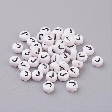 Acrylic Horizontal Hole Letter Beads X-PL37C9070-J-1