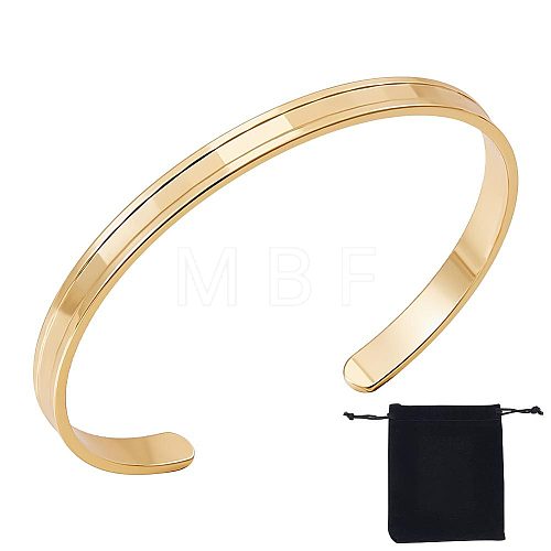 Unicraftale 2Pcs Brass Grooved Open Cuff Bangles Set for Women BJEW-UN0001-31-1