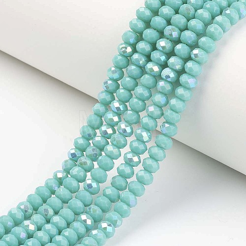 Electroplate Opaque Solid Color Glass Beads Strands EGLA-A034-P8mm-L15-1