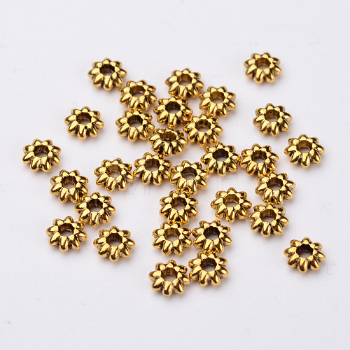 Tibetan Style Alloy Flower Spacer Beads X-TIBEB-0885-AG-LF-1