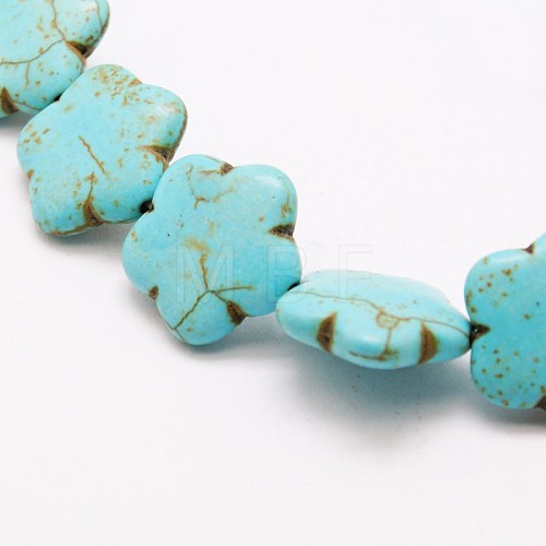 Flower Synthetic Turquoise Beads Strands X-TURQ-I021-15mm-01-1