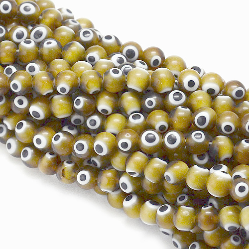 Handmade Evil Eye Lampwork Round Bead Strands LAMP-L055-8mm-02-1