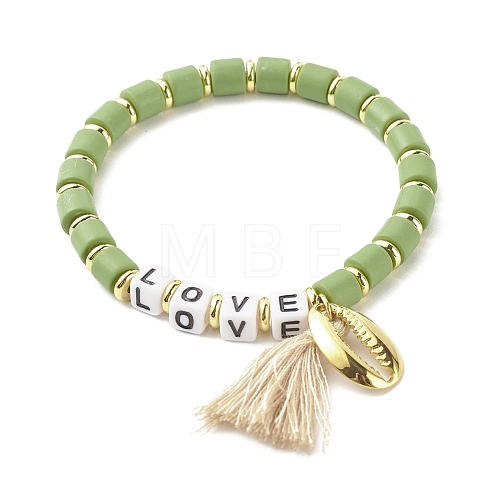 Word Love Beads Stretch Bracelet for Girl Women BJEW-JB07208-02-1