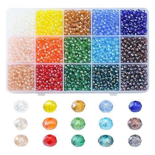 3000Pcs 15 Colors Electroplate Glass Beads Strands EGLA-YW0001-47-1