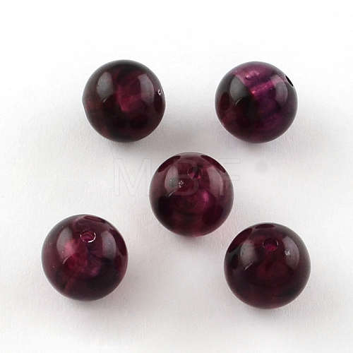 Round Imitation Gemstone Acrylic Beads OACR-R029-6mm-03-1