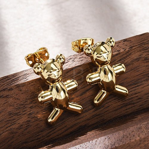 Brass Stud Earrings EJEW-R016-24G-1