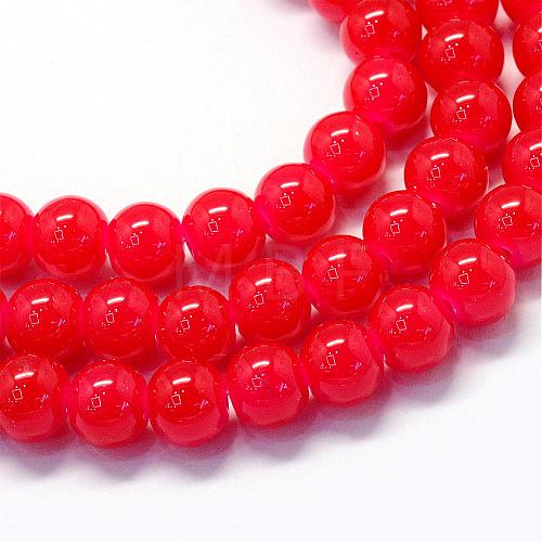 Baking Painted Imitation Jade Glass Round Bead Strands DGLA-Q021-4mm-05-1