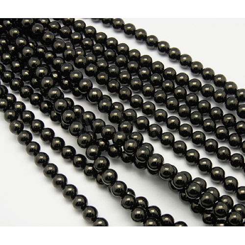 Natural Coal Quartz Beads Strands G-N141-4mm-6-1