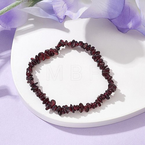 Natural Garnet Chips Beaded Stretch Bracelets for Women BJEW-JB10046-09-1