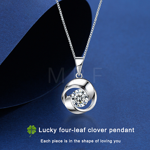 Elegant 925 Sterling Silver Cubic Zirconia Rose Flower Pendant Necklaces NJ3473-2-1