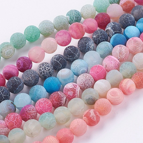 Natural Weathered Agate Beads Strands G-G589-8mm-M-1