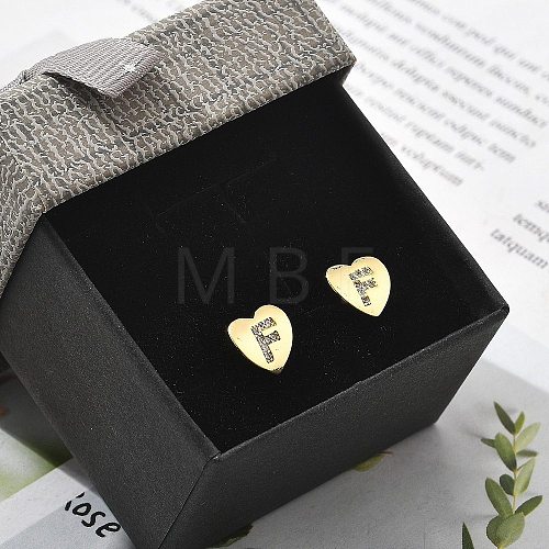 Rack Plating Brass Micro Pave Clear Cubic Zirconia Stud Earrings EJEW-K299-01G-F-1