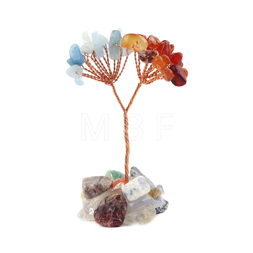 Natural Mixed Gemstone Chips Tree of Life Decorations PW-WG54F93-05-1