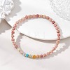 Natural Green Aventurine & Rose Quartz & Howlite & White Jade & Yellow Aventurine & Rhodonite & Synthetic Blue Lace Agate & Brass Beads Stretch Bracelets for Women BJEW-JB13334-01-1