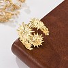 Flower Brass Cuff Rings for Women RJEW-B119-14G-03-1