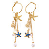 Alloy Enamel & Plastic Pearl Hoop Dangle Earrings WG7948B-01-4