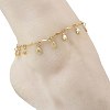 Ocean 304 Stainless Steel Shell Shaped Charm Wave Bar Link Chain Anklets for Women AJEW-AN00809-4