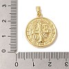 Rack Plating Brass Pave Shell Saint Benedict Medal Pendants KK-L220-026G-3