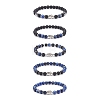 5Pcs 5 Style Natural Lava Rock & Sodalite Stretch Bracelets Set with Alloy Hamsa Hand Beaded BJEW-JB08737-1
