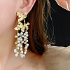 Alloy Plastic Pearl Bead Leaf Dangle Stud Earrings FS-WGB9C0C-01-4