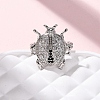 Brass Micro Pave Cubic Zirconia Adjustable Open Cuff Rings for Women RJEW-A072-01B-P-2
