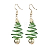 2 Pairs 2 Colors Christma Tree Electroplated Synthetic Non-magnetic Hematite & Aluminum Wire Dangle Earrings EJEW-JE05908-4