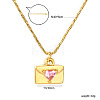 304 Stainless Steel Pave Pink Cubic Zirconia Love Heart Envelope Pendant Necklaces for Women WG2AA88-02-2