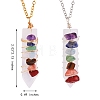 Natural Mixed Stone Wire Wrap Bullet Pendant Necklaces Set for Women NJEW-SW00010-7