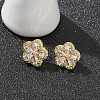 Rack Plating Brass Micro Pave Clear Cubic Zirconia Stud Earrings EJEW-H149-01G-4