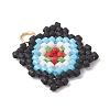 Handmade Glass Seed Beaded  Window Lattice Pattern Shape Pendants PALLOY-MZ00929-03-3