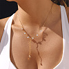 304 Stainless Steel Crystal Rhinestone Pendant Y Necklaces for Women NJEW-F375-01G-01-1