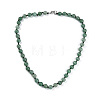 8mm Faceted Round Natural Green Aventurine Beaded Necklaces X-NJEW-F327-01A-02-2