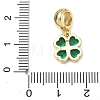 Saint Patrick's Day Brass Pave Cubic Zirconia Shamrock European Dangle Charms KK-P345-04G-01-3
