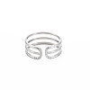 304 Stainless Steel Triple Line Open Cuff Ring for Women RJEW-S405-232P-2