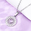 Flat Round with Heart 304 Stainless Steel Pendant Necklaces NJEW-H059-15P-2