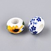Printed Handmade Porcelain European Beads PORC-Q007-12-3