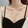 Brass Rectangle with Moon Phase Pendant Necklace with Cable Chains for Women JN1026A-6