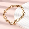 304 Stainless Steel Heart Link Chain Bracelet & Necklace Jewelry Sets SJEW-L199-08G-3