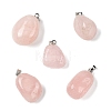 Natural Rose Quartz Tumbled Stone Pendants GG-K002-06A-1