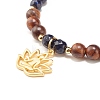 Lotus Charm Bracelet BJEW-JB07134-6