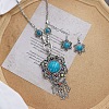 Vintage Ethnic Bohemian Style Alloy & Resin Pendant Necklace & Dangle Earrings Sets FS-WGADC17-05-1