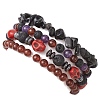 4Pcs Halloween Skull Pumpkin Gemstone Beaded Stretch Bracelets Kit BJEW-TA00483-3