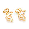 Brass Micro Pave Cubic Zirconia and Shell Cup Pearl Peg Bails Pin Pendants KK-T079-45G-1