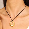 Oval Alloy with Wax Cord Pendant Necklaces FS-WG67ECA-04-2