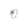 304 Stainless Steel Rhinestone Cuff Open Rings for Women JH7101-2-2