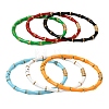 304 Stainless Steel Enamel Hinged Bangles for Women BJEW-D408-42G-2