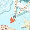 Summer Beach Resin Lobster Pendant Wood Beaded Necklaces with OT Clasps for Women NJEW-JN06109-1