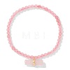 4MM Natural Rose Quartz Round Beaded Stretch Bracelets with Faceted Column Gems Charms WG291B2-01-1
