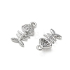 Brass Micro Pave Clear Cubic Zirconia Charms KK-P355-01D-P-2